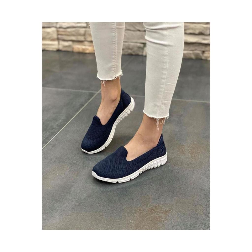 Woman Navy Blue Casual Daily Sport Shoes Mother Laceless Light Memory