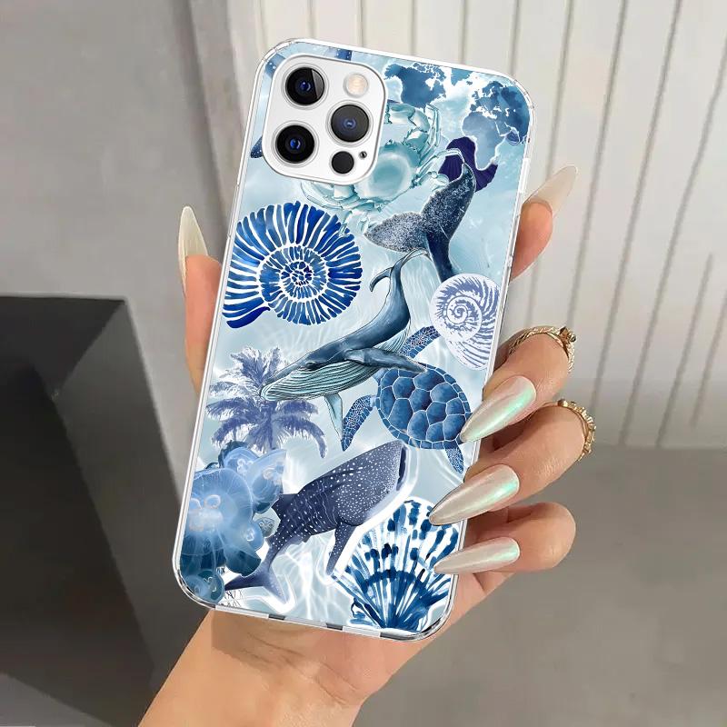 Чехол для телефона Ocean Starfish Sea Turtle Shark для Iphone 17 Air 16 15 Plus 14 13 Mini 12 11 Pro Max 16E 7 8 SE 2020 Мягкий Funda Prin