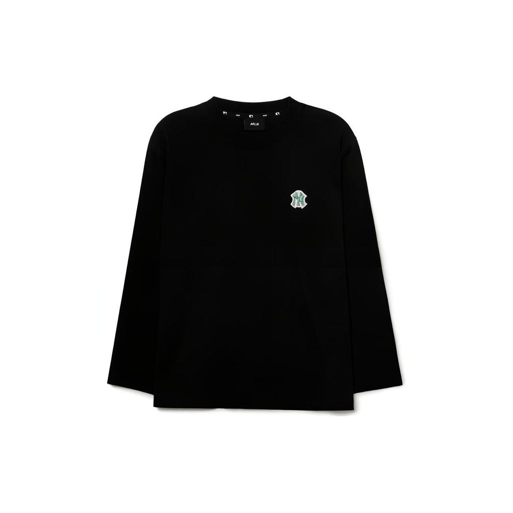 MLB New York Yankees Logo Embroidered Crew Neck Pullover Long Sleeve T-Shirt Unisex Tops Black 3ATSB0131-50BKS