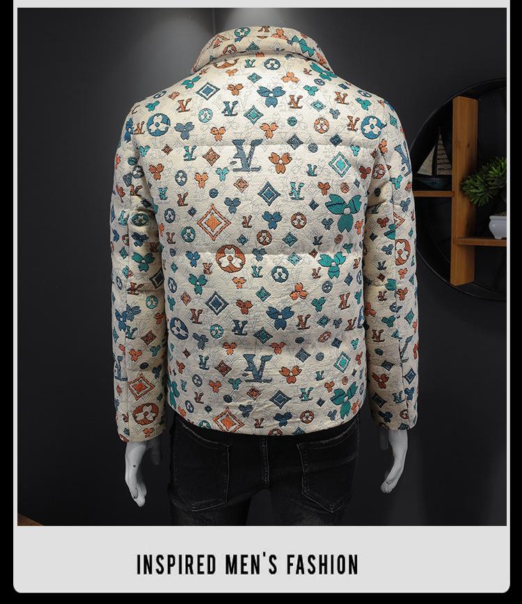 Мужская высококачественная жакардовая куртка с 90% пуха - Осенне-зимняя коллекция 2025