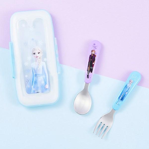 Lilpang Frozen 2 Spoon Fork + Two-tone Case Set, Mixed Colors, 1 Set
