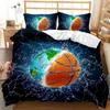 3Pc Fire Basketball Bedding Microfiber Queen/King Size Sports Comforter Set For Teen Boys,2 Pillowcase And 1 Polyester Cover