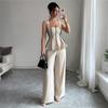 European And American Ladies Summer Temperament Elegant Style Camisole Solid Color Casual Trousers Suit