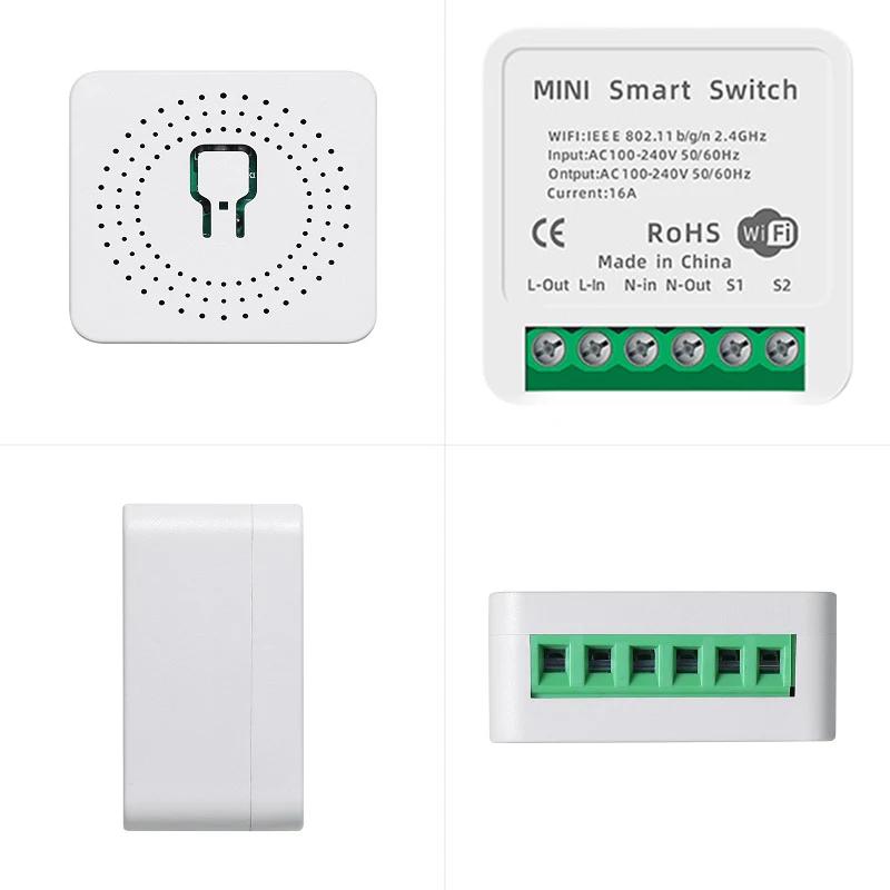 Мини DIY Умный Переключатель Tuya WiFi Модуль Выключателя Света Требуется Нейтральный Провод 2-сторонний Таймер Беспроводной Автомат Работает с Alexa Google Home