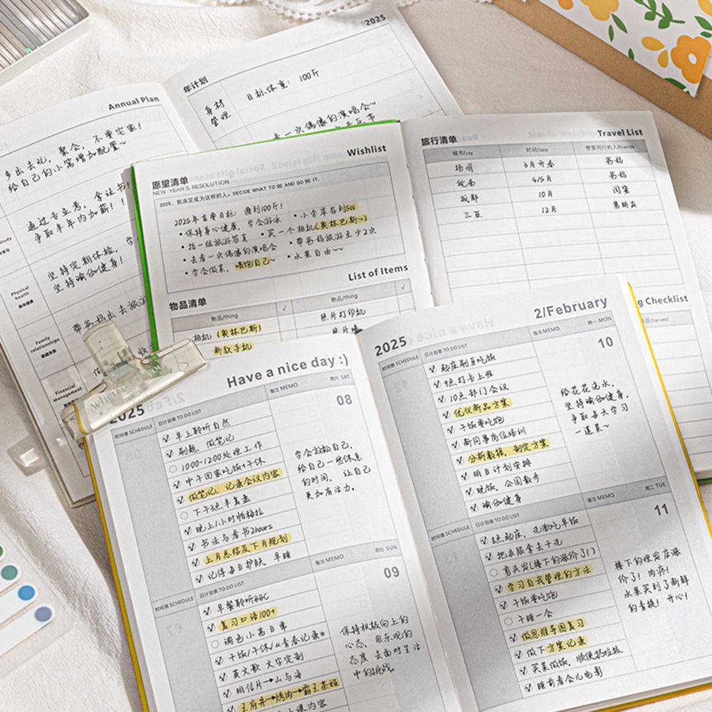 A5 2025 Schedule Planner Notebook INS Office Work Planner Thicken Diary Writing Pads Stationery