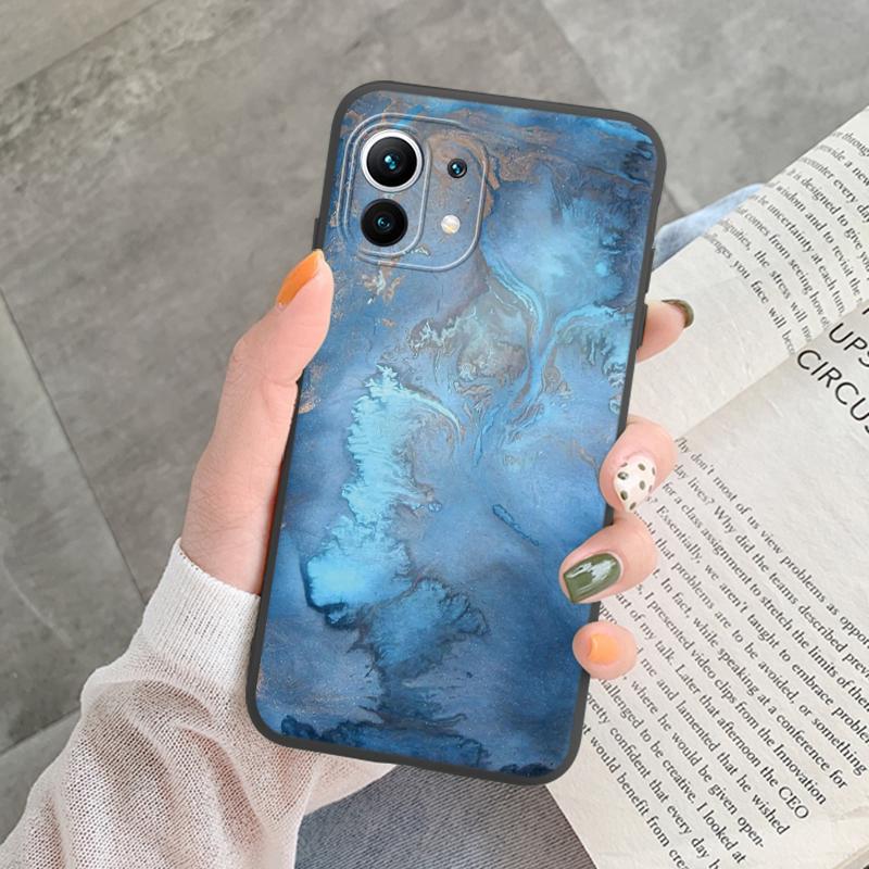 Роскошный градиентный синий океанический мраморный чехол для Xiaomi 11t 11 T Pro Mi11 Pro Lite Mi11t 13T 12T Квадратный силиконовый защитный мягкий чехол