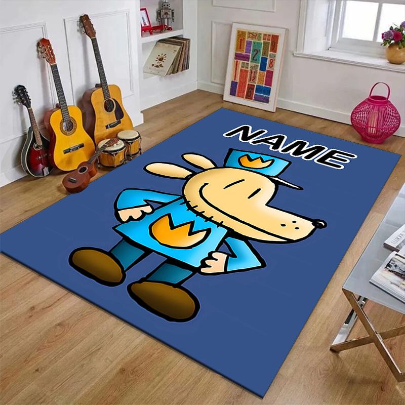 Custom DogMan Mat Personalized Name, Polyester Washable Indoor Entryway Rug, Gift for Christmas, Easter, Thanksgiving Day