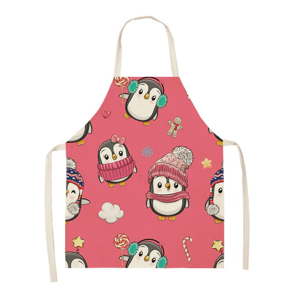 Кухонный фартук с принтом «Рождественский олень», фартук из хлопка и льна, легко чистящиеся бытовые инструменты, 66x47 см