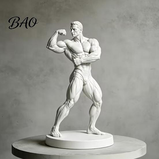 Decorative Exercise Figurines 3D Printed High Front Biceps Pose Male Bodybuilder Figurine, Muscle Man Gym Sculpture Decor Figure, Sports Figurines,
