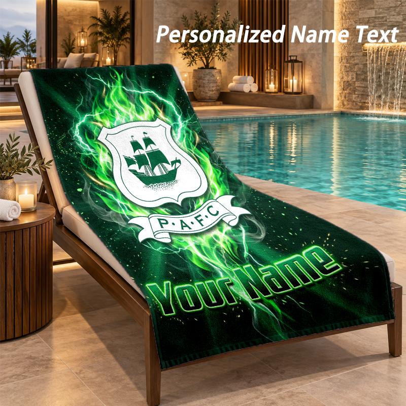 Пляжное полотенце с принтом Plymouth Argyle FC и индивидуальным текстом, большое полотенце для дома, ванной комнаты, пляжа