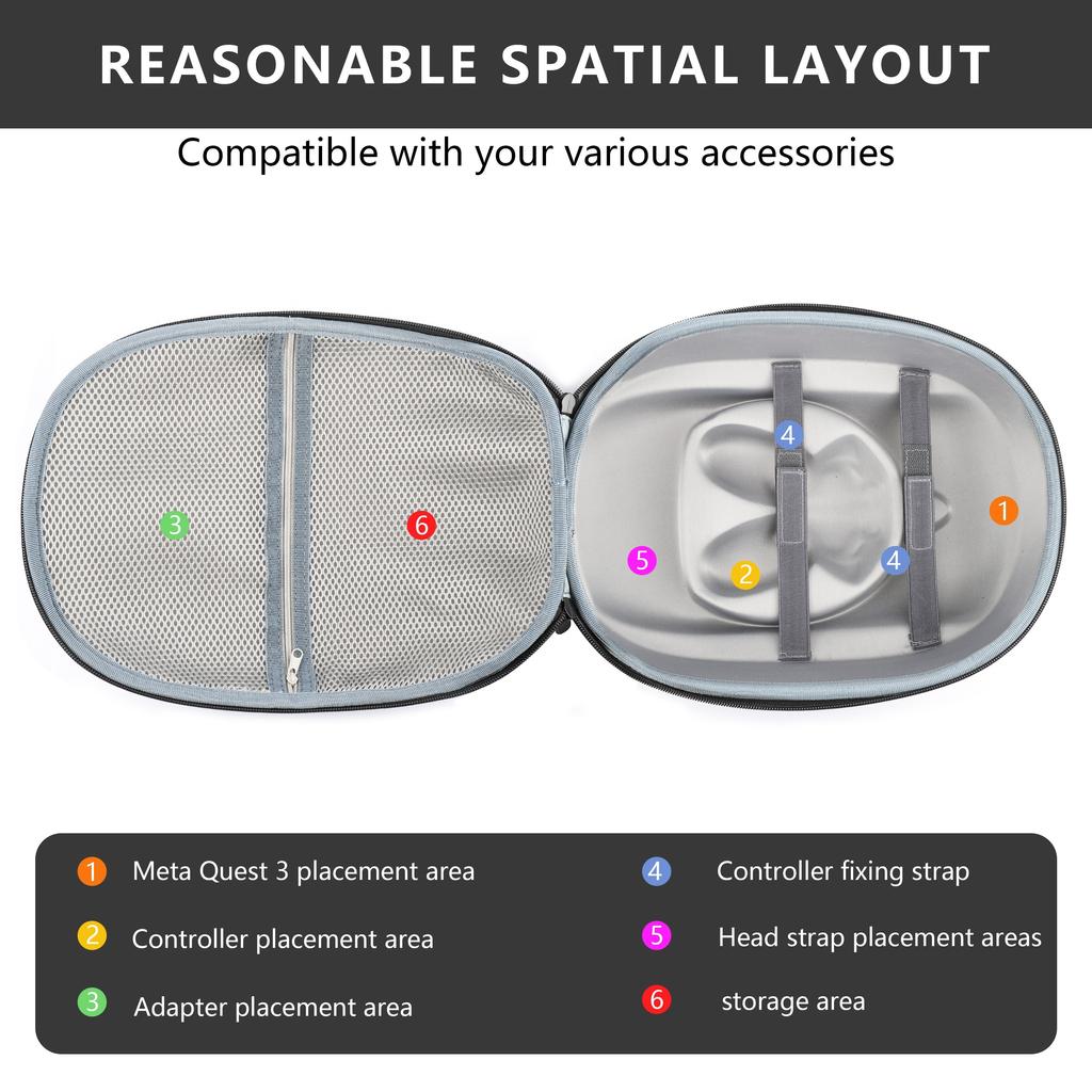 Жесткий чехол для переноски Meta/Oculus Quest 3, совместимый с гарнитурой Meta/Oculus Quest 3 VR, легкий для путешествий и домашнего хранения