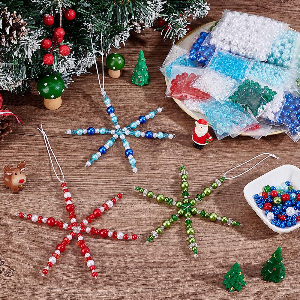 1set DIY Christmas Jewelry Making Finding Kits including ABS Plastic Imitation Pearl Beads Acrylic Beads PVC Plastic Coated Iron Wire Twist Ties
