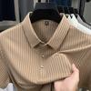 Original Quality Men's Polo Shirt Exquisite Simple Striped Short Sleeve Summer Fashion Lapel T-Shirt Business Casual   Menswear