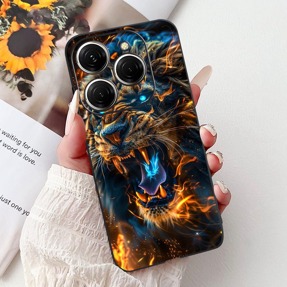 Для Tecno Spark 20 Pro KJ6 Задняя крышка Для Tecno Spark 20 Pro Чехол Черный Силикон Модный Роскошный Милый Мультяшный Ударопрочный Бампер