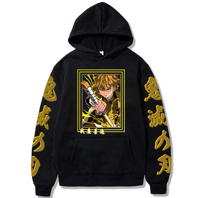 Аниме Demon Slayer японская манга толстовки Kimetsu No Yaiba Agatsuma Zenitsu Harajuku унисекс модная хип-хоп негабаритная толстовка