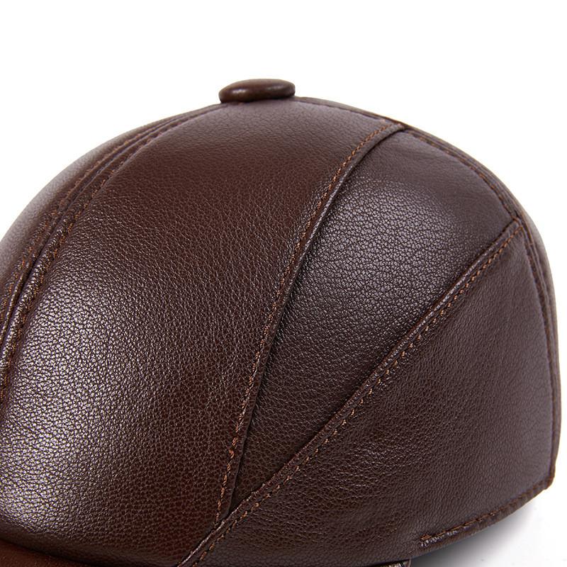 Бейсболка повседневная модная шляпа осень и зима плюс бархатная кепка кожаная бейсболка для мужчин