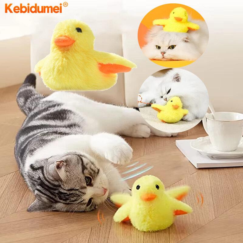 Машущая крыльями утка, игрушки для кошек, интерактивные электрические игрушки-птицы, моющаяся плюшевая игрушка для кошек, датчик вибрации, игрушка для игры кошек
