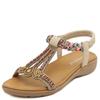 Fashion 2024 Casual Summer Fashion Small Wedge Lightweight Sandals Women Elastic Band Beaded Jewel Petal Shoes Rome Ankle Tstrap