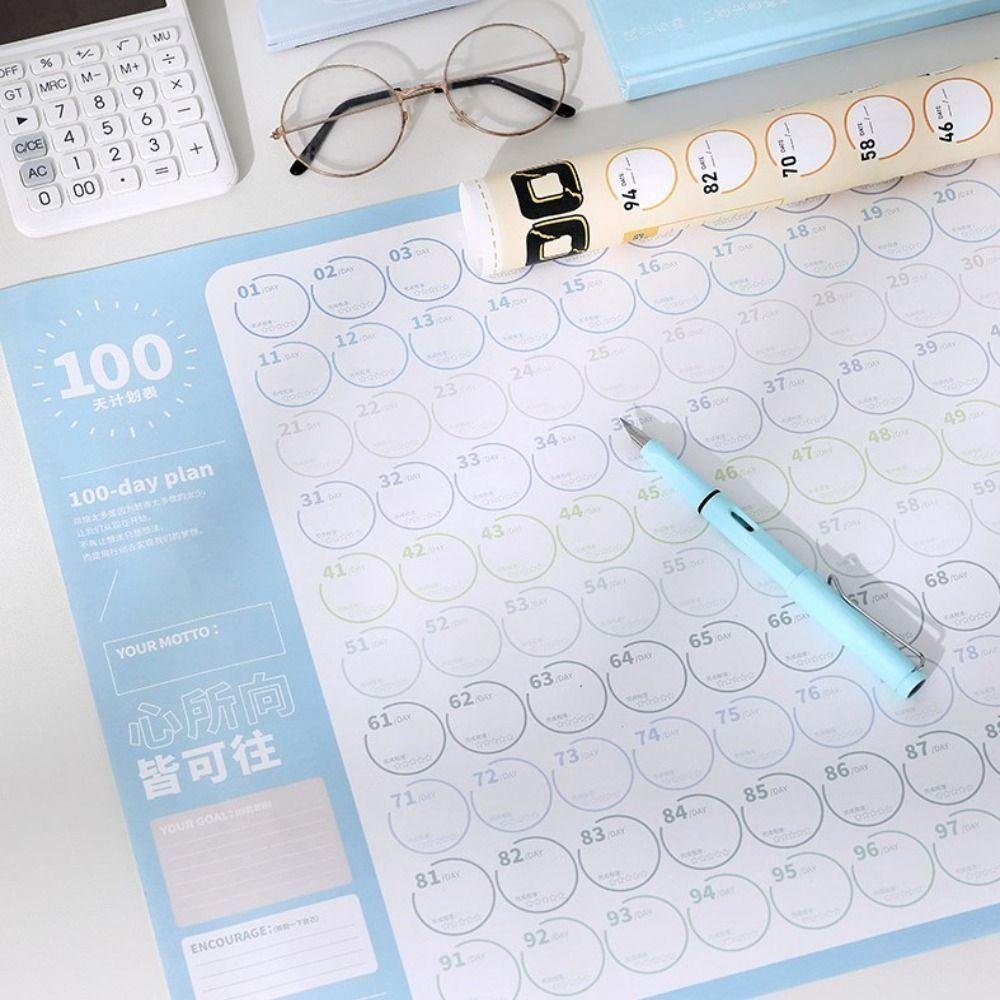 Фитнес 100-дневный план-лист Список дел Настенный план-планировщик Контрольный список Домашний офис