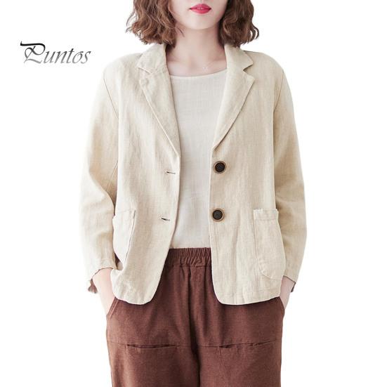 Костюм осень-весна, пальто с отложным воротником, свободный кардиган с длинными рукавами, однотонный, с двумя пуговицами, повседневная куртка