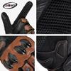 Mens Genuine Leather Motorcycle Gloves Summer Breathable Anti-Slip Crash Protection Cycling Protective Gear Safety Riding