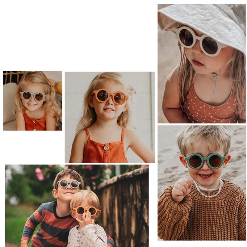 Children 'S Classic Sunglasses Infant 'S Retro Solid Color Ultraviolet -Proof Round Convenience Glasses Eyeglass For Kids