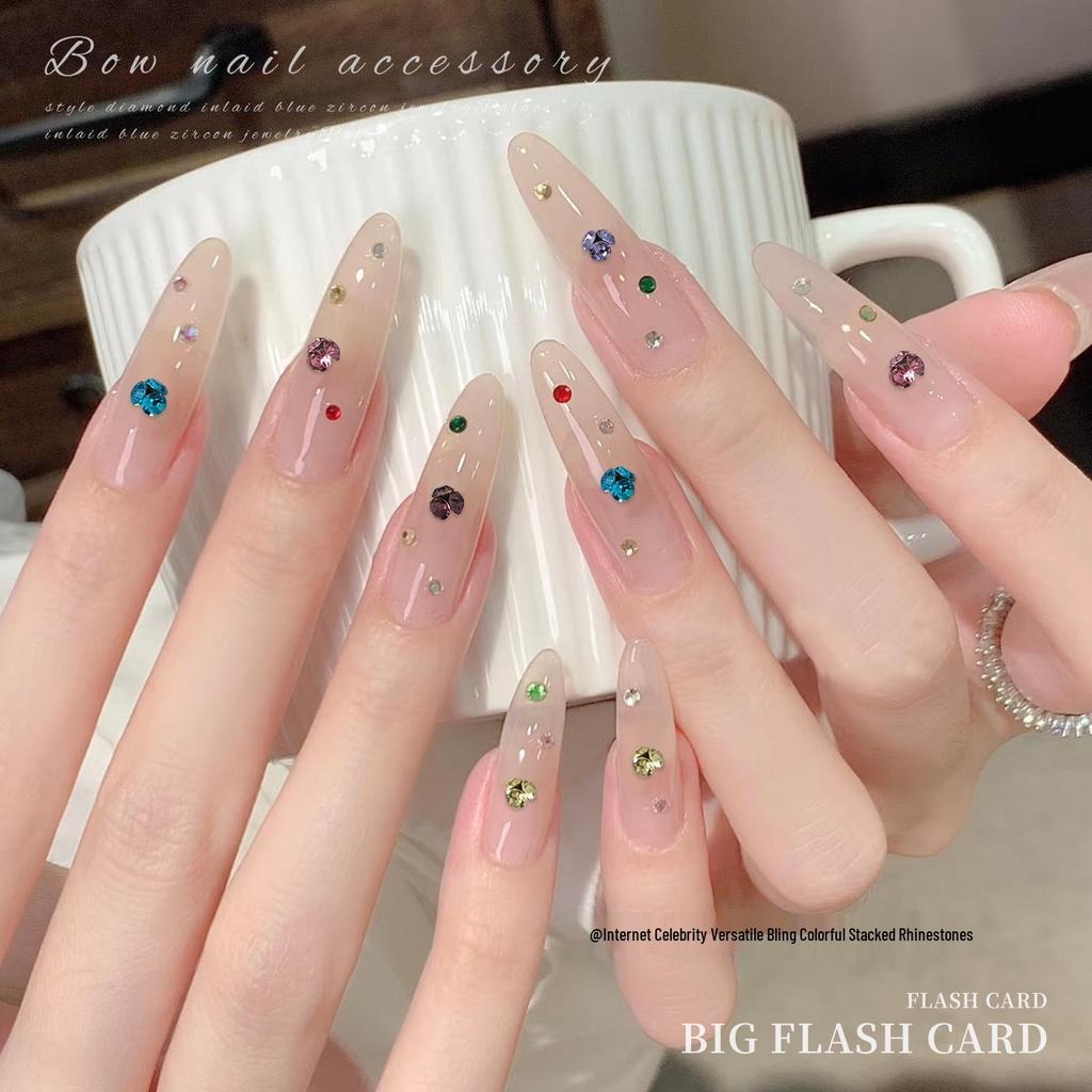 3mm Tray-Free Rhinestone Ball Nail Art Decorations - Mixed Color Bling Stacked Rhinestones for DIY Wearable Nail Art Accessories.