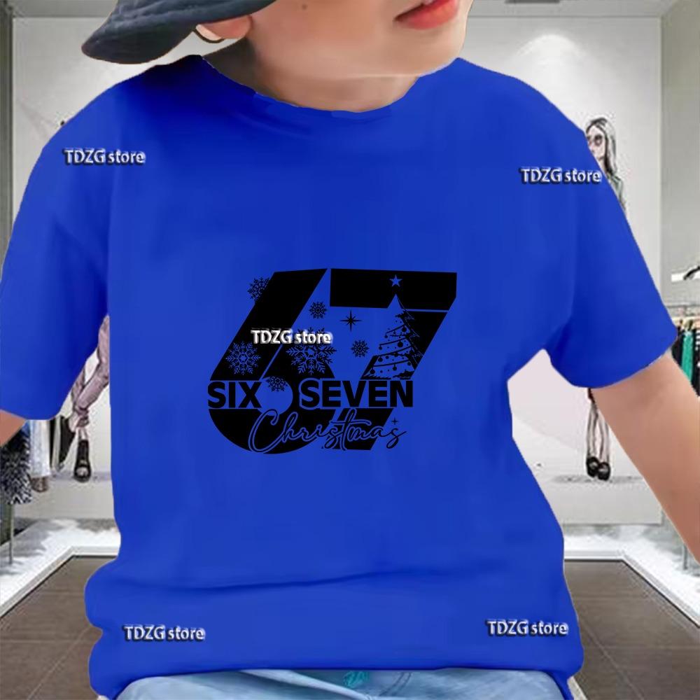Летняя футболка 67 Cool Print для детей, с коротким рукавом, с мультяшным принтом, модная, для мальчиков, повседневная, Харадзюку, детская одежда