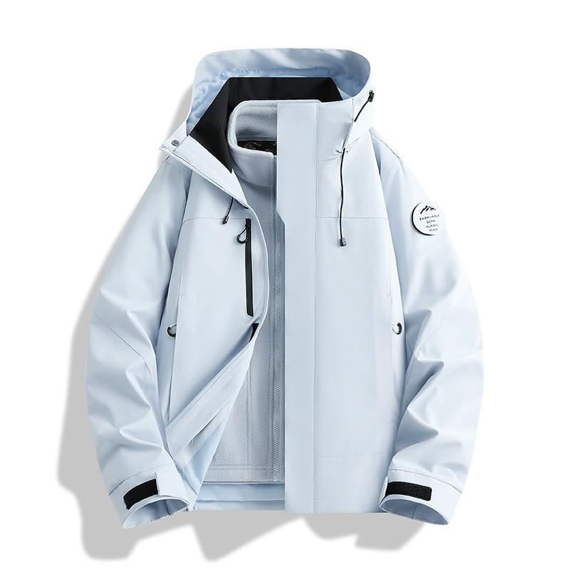 Unisex 3-in-1 Waterproof Windproof Hiking Jacket With Fleece Inner Outdoor Trekking Camping Cycling