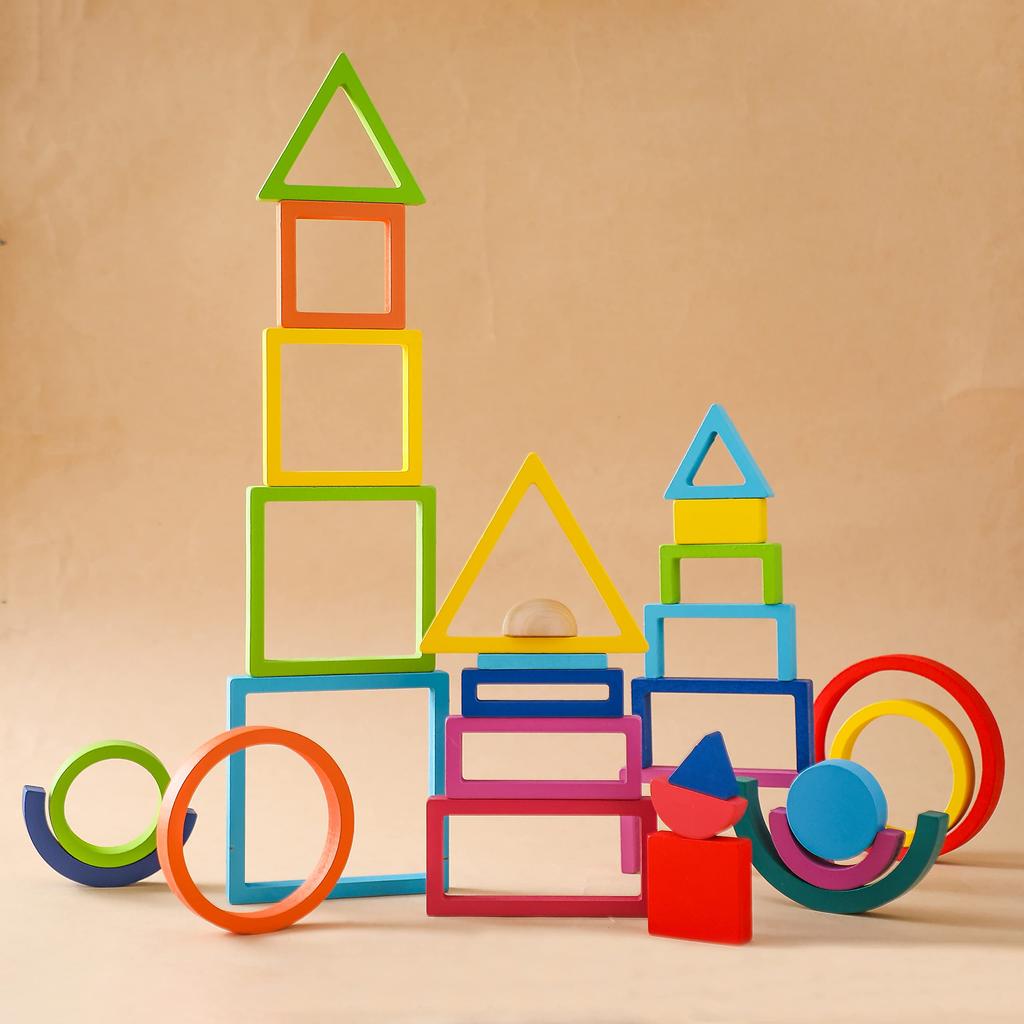 Promise Babe Rainbow Rainbow Tunnel Деревянные игрушки Строительные блоки Развивающая игрушка Круглая Треугольная Квадратная Прямоугольная Арка Деревянная детская головоломка