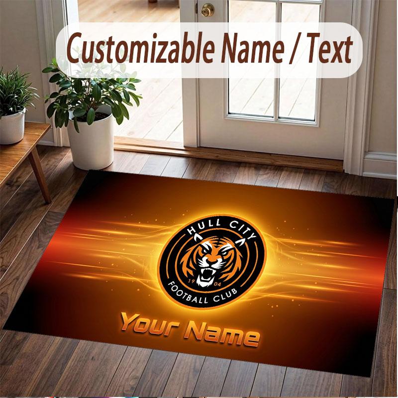 Custom Rug Hull City Pattern Print Name Text Soft Non‑Slip Floor Carpet for Home Indoor Decoration