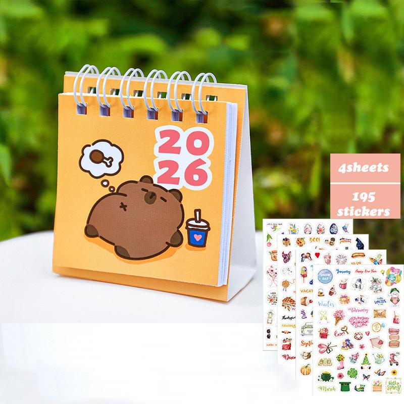 2026 Capybara Mini Calendario Tavolo Cute Office Standing Flip Calendar June 2025 - December 2026 Decorativo Studente