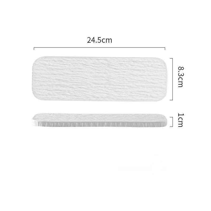 10-inch White and Black Stone Grain Rectangle Flat Tray for Hotel Layout Plates Restaurant Ceramic Serving Sushi Pastry Plate