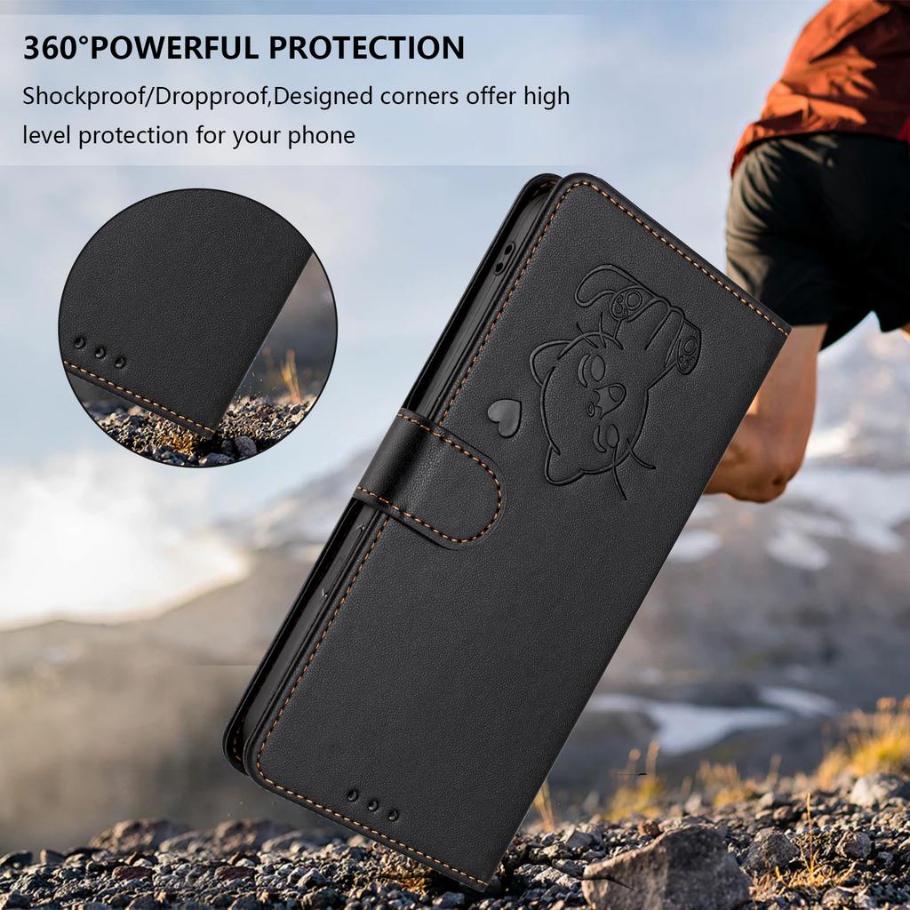 For Xiaomi Redmi Note 15 Pro+ 5G Wallet Case with Wrist Strap Love Cat Pattern Imprint Leather Phone Cover