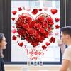 День Святого Валентина Романтические Красные Розовые Розы В Форме Сердца Наклейки На Окно Праздничная Атмосфера Вечеринки Декор Для Дома Магазина Ресторана