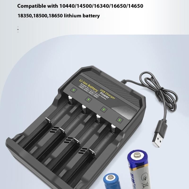 Автоматическое прекращение зарядки 4-слотовый USB-адаптер для зарядки 3,7 В литиевых батарей Для нескольких устройств Безопасная защита от обратной полярности
