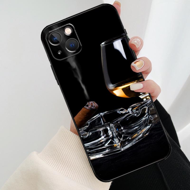 Чехол для телефона "Сигара Виски Ледяной Напиток" для iPhone 17 Pro Max 16 15 14 11 12 13 Pro Max mini 15 16 Plus 16e 17 Air Cover