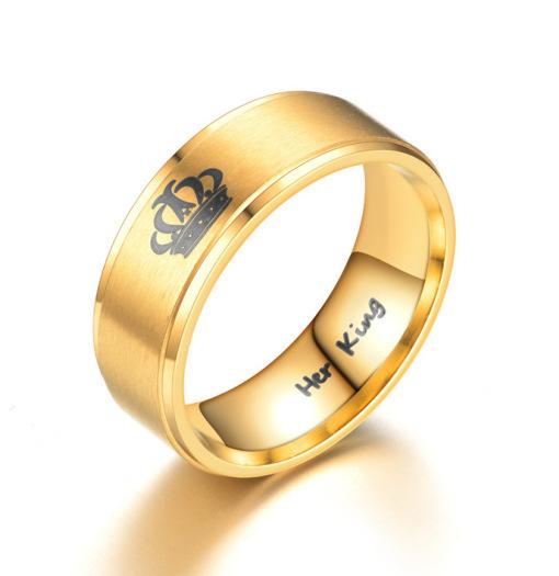 Кольцо для пары из нержавеющей стали, ее король, его королева, модное кольцо с короной из титановой стали