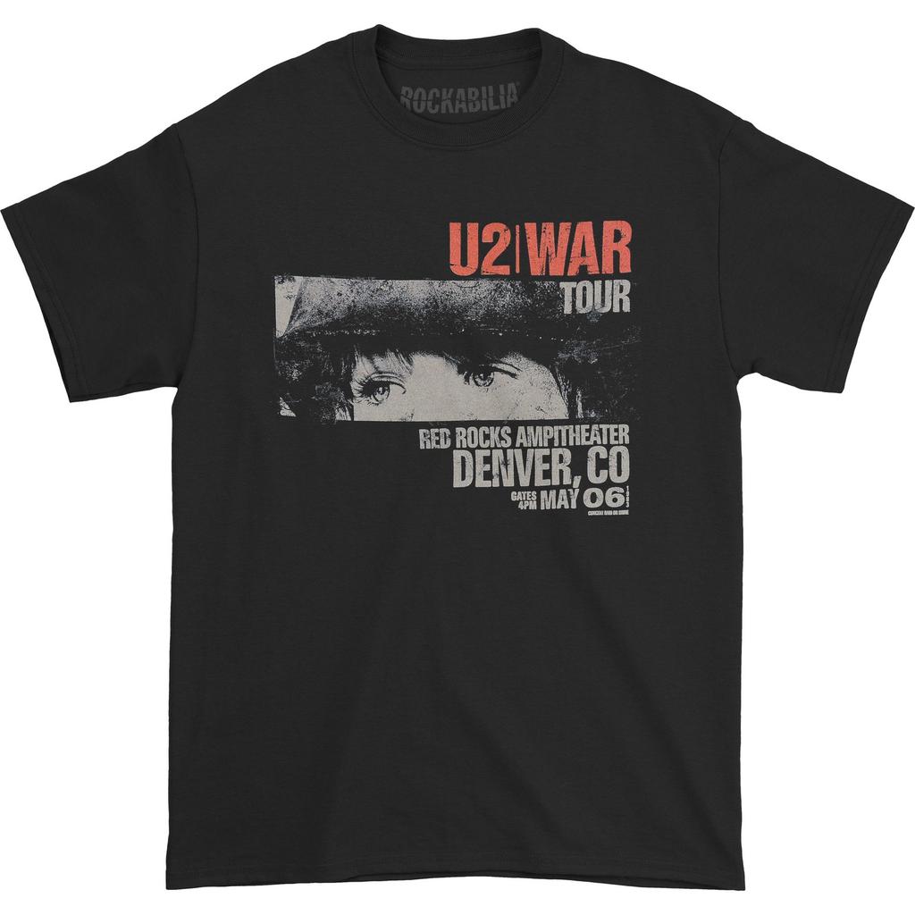 Men's U2 War Red Rocks Slim Fit T-shirt Medium Black