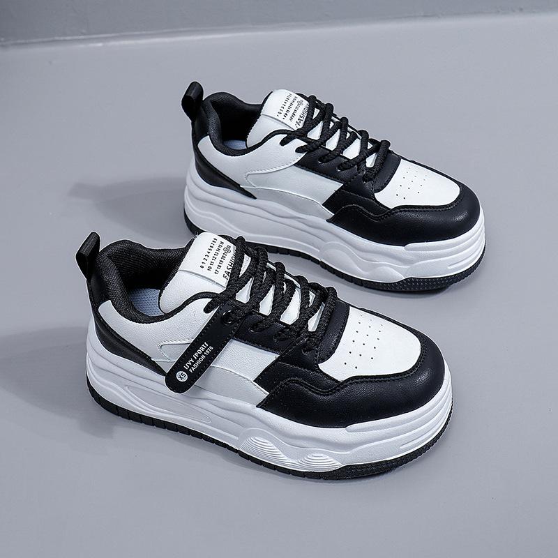 Женские повседневные кроссовки на толстой платформе, дышащие кроссовки из искусственной кожи для ходьбы, удобные кроссовки на шнуровке для бега для женщин, легкие кроссовки для тренировок и тенниса