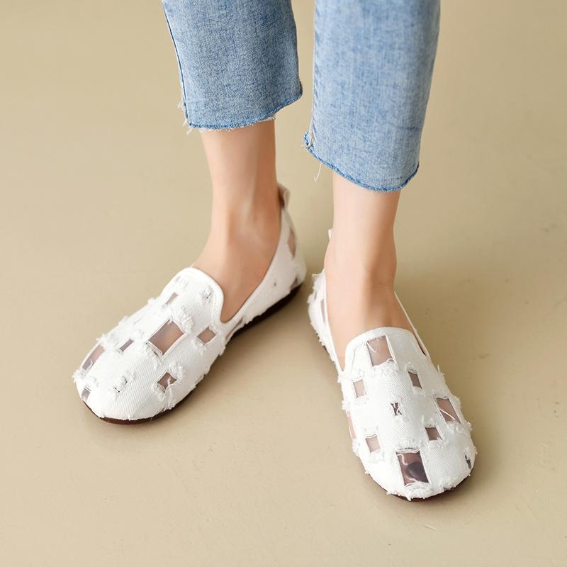 Hollow Cloth Shoes Women's Cotton Linen Lining Sweat-absorbent Breathable Flat-soled Shoes Comfortable Lightweight Non-slip Rubber Soles