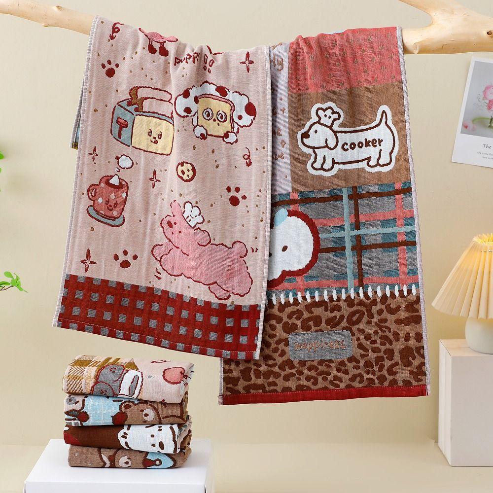 34x74cm Large Hand Towel 4 Layer Cotton Gauze Kitchen Towel Cute Face Towels Home Restaurant