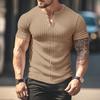 Мужская футболка с короткими рукавами, тонкая, тонкая, однотонная, на пуговицах, цветная, эластичная, пуловер с v-образным вырезом, спортивный топ для фитнеса