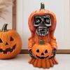 Halloween Pumpkin Ghost Statue Cartoon Skeleton Pumpkin Man Resin Figurine Sculpture Holiday Party Desktop Decoration Ornament