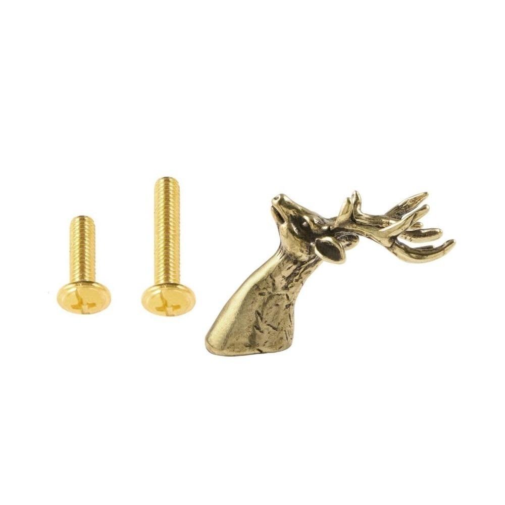 Single Hole Solid Deer Head Drawer Handle Retro Wardrobe Door Handle with Screws  Wardrobe