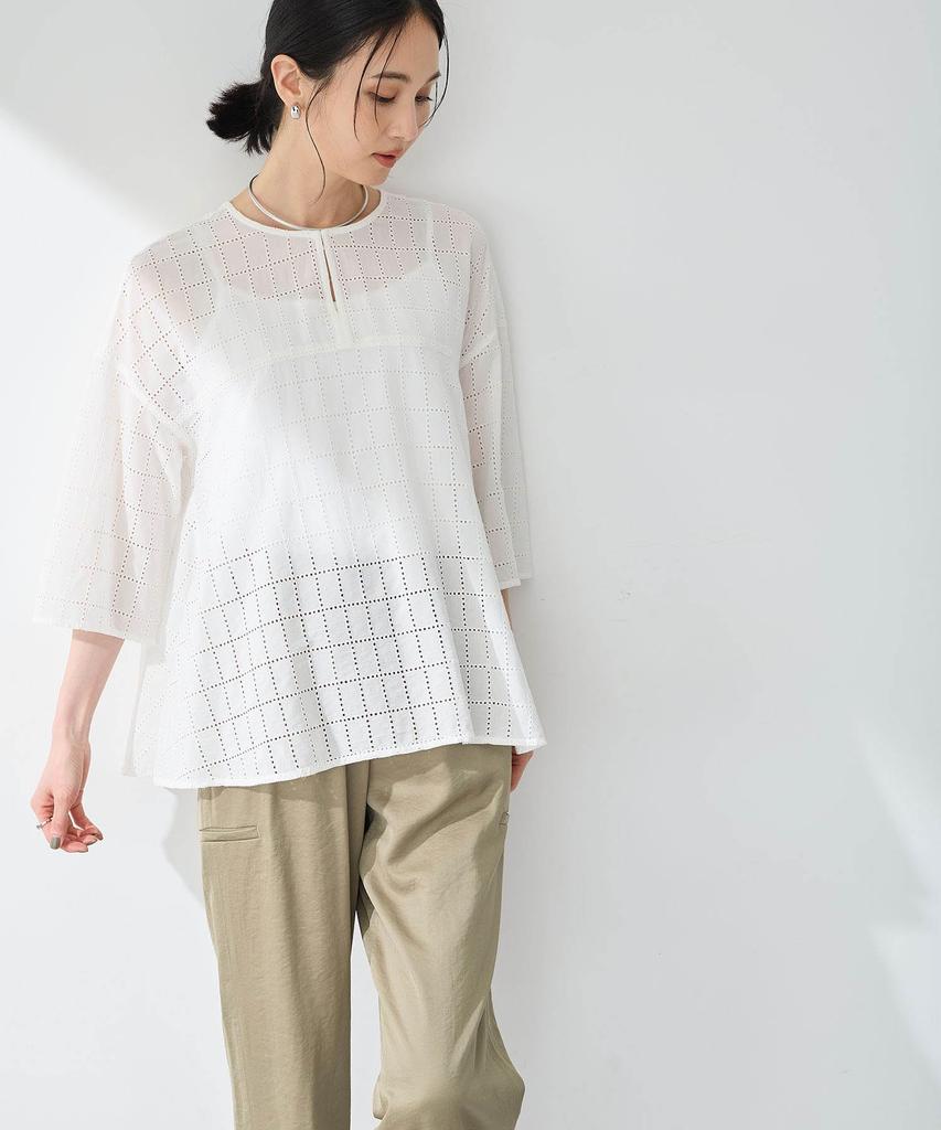 AC by Alpha Cubic Square Embroidered Size 9 Blouse, Women's, 353774, Off-White,