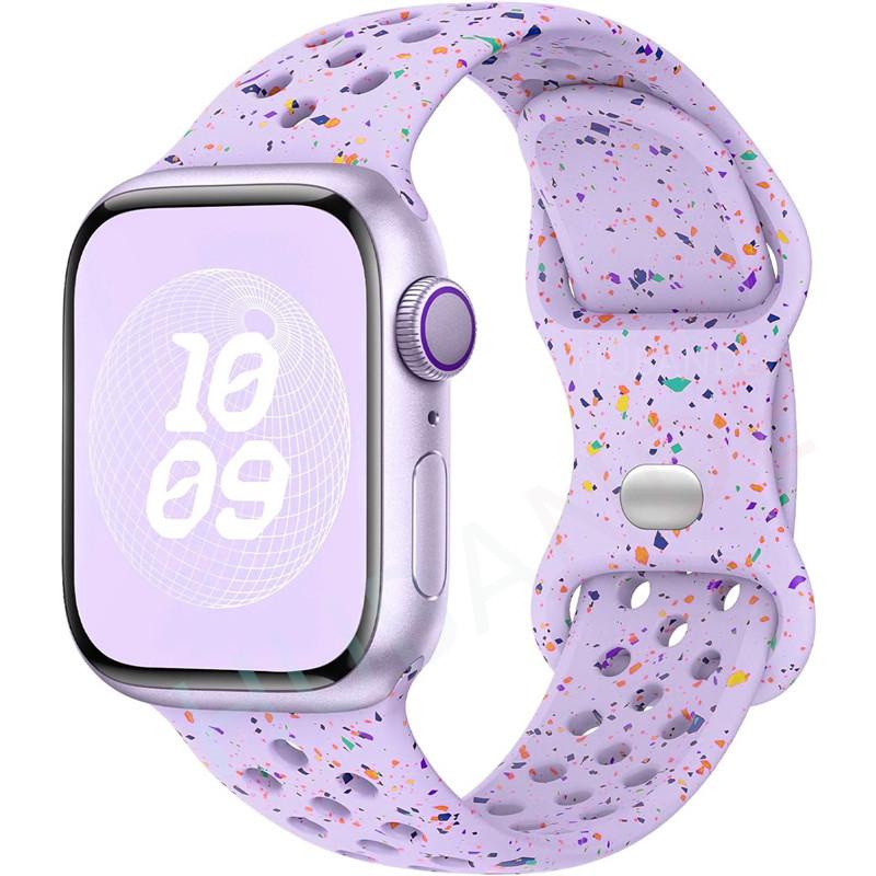 Спортивный ремешок с цветными частицами, резиновый ремешок для Apple Watch 49 мм 46 мм 45 мм 44 мм 42 мм 41 мм 40 мм для IWatch 11 10 9 8 7 6 5 4 3 SE