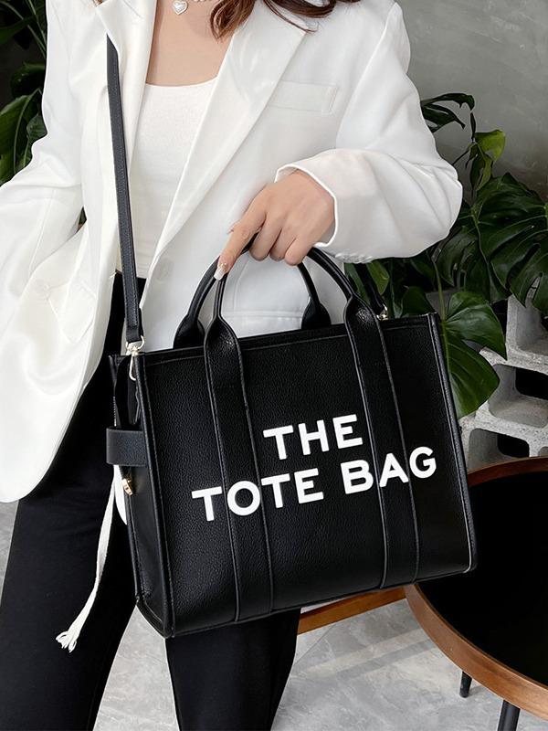 Solid Color PU Leather Women's Tote & Crossbody Shoulder Bag - Large Capacity, Simple & Casual Design