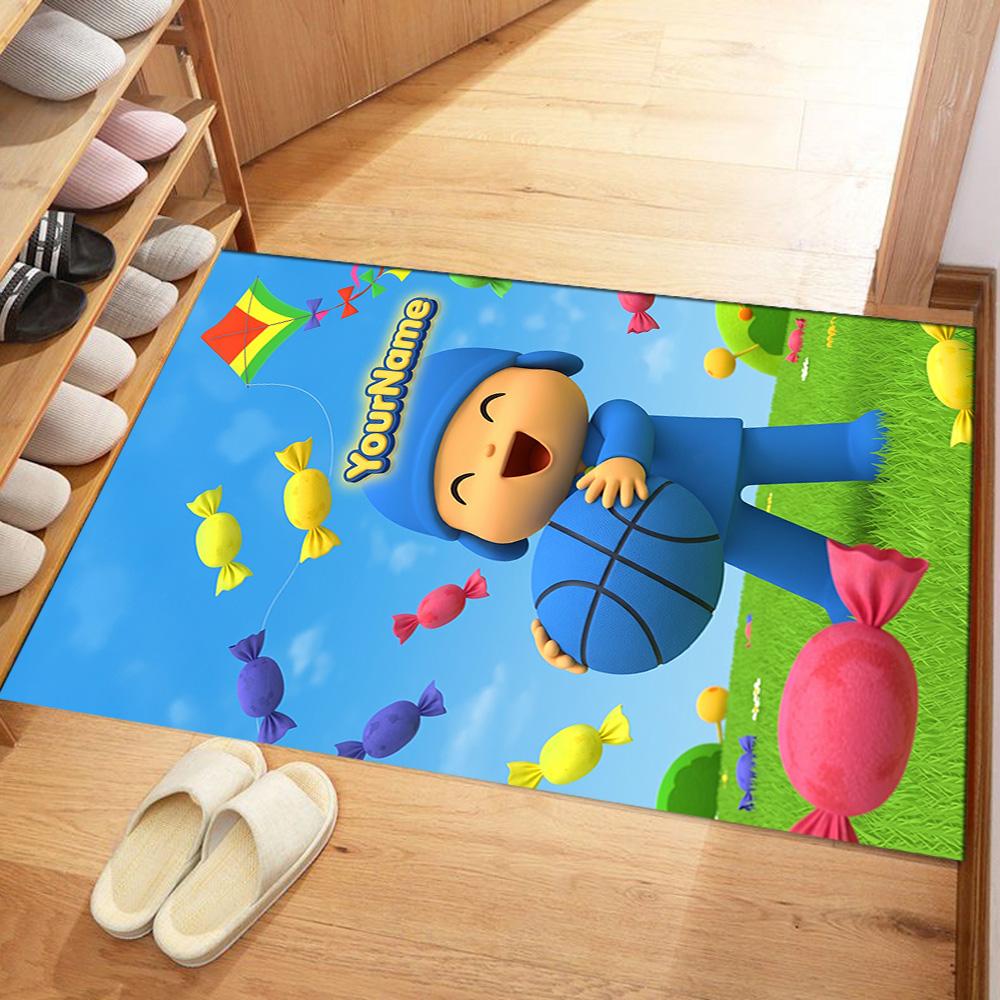 Pocoyo Personalized Name Floor Rug Office Rug Suitable for Dining Room Playrooms Kitchen Entryway Anti-slip Rug Anime Office Decor