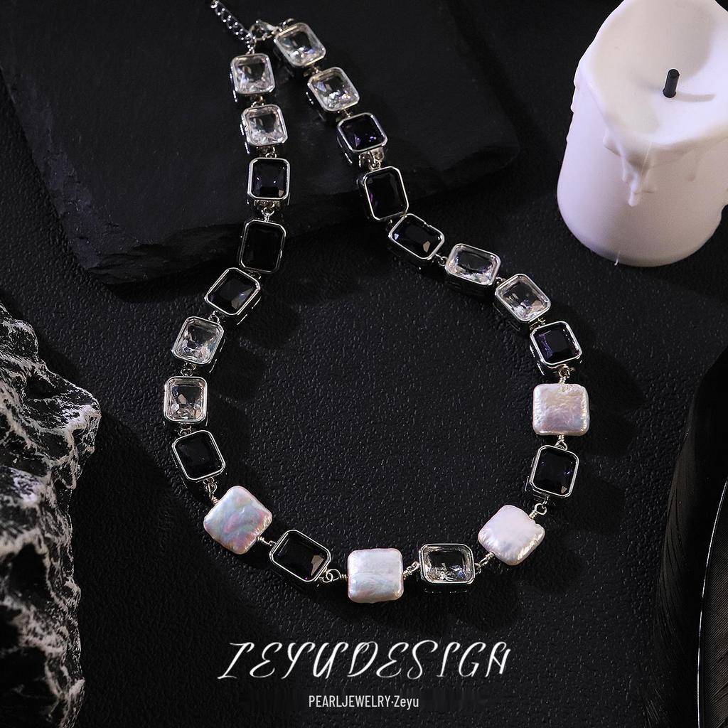 Handmade Baroque Pearl Glass Necklace – Elegant, Versatile Clavicle Chain